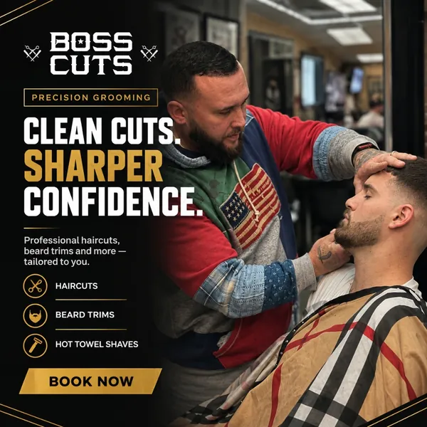 Boss Cuts barbershop social post
